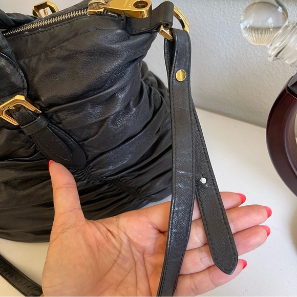 Bally Black Leather Ruched Handbag - Picture 9 of 16